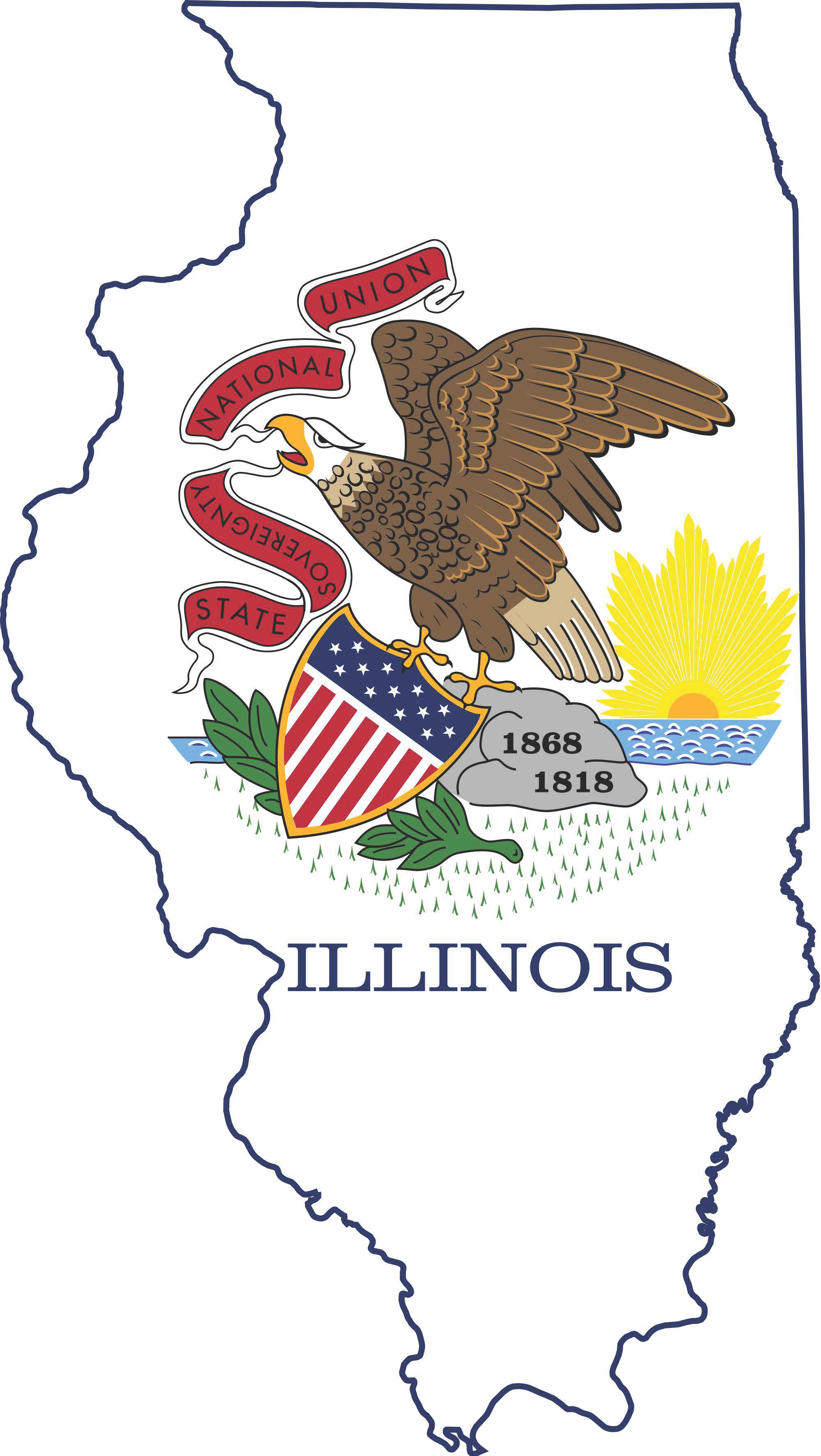 flag map of Illinois