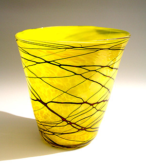 Yellow Vessel with Red Wrap