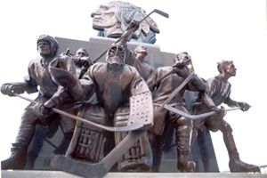 Chicago Blackhawks 75th Anniversary Sculpture at the United Center. Chicago. Bronze. (1999-2000)