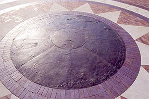 "Vortex" 12 foot diameter cast bronze relief for Lake County Forest Preserve Millennium Plaza.  Libertyville IL. Bronze. (2000)