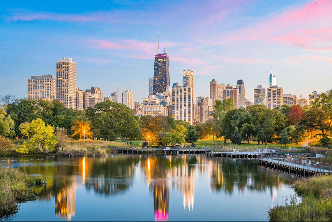 A park pond in chicago 